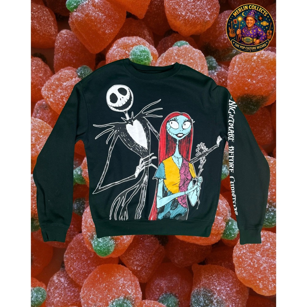 Disney Nightmare Before Christmas Jack Sally Sweatshirt Black XS Tim Burton